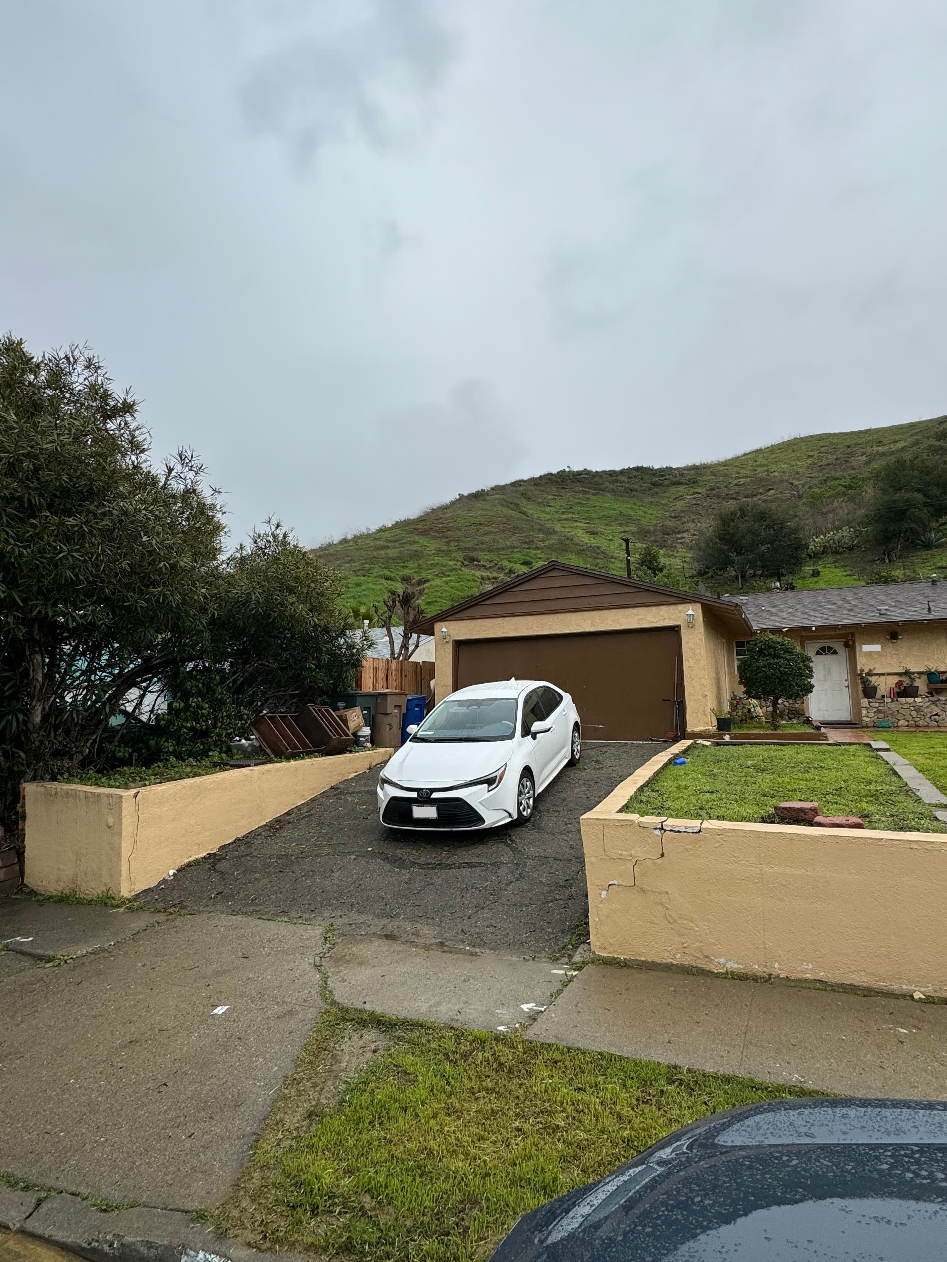 Front view of the two-car garage in Ventura before adding the ADU above it